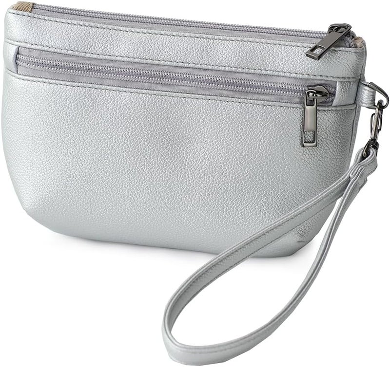 BBORGDC Small Wristlet Wallets for Women, Zip Clutch Bag with Wristlet Pouch, 3-Zipper Original Design - Image 1